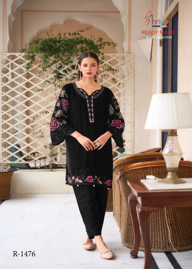 R 1476 By Shree Embroidery Velvet Pakistani Top With Bottom Wholesale Price In Surat
